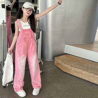 Xiaohongshu popular girls jeans autumn clothing 2025 new children school wear street pants girls 230 pink overalls cm 120