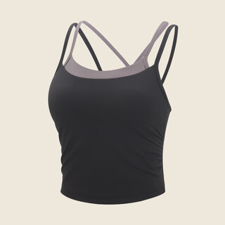 Vfu medium-intensity sports bra is soft and skin-friendly, fashionable and beautiful, and can be worn outside with a suspender yoga vest for pilates training, black and color matching m