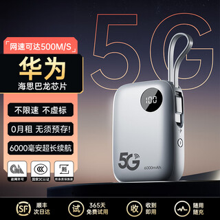 小叮讯【5G】移动随身wifi 5g无限流量2025款全国通用海思巴龙芯片上网充电二合一无线WiFi6直播户外车载 【真5G】6000毫安大电池|5年质保