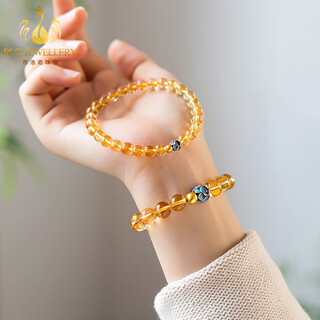 Bailuoqi natural brazilian citrine bracelet cloisonné lotus bracelet women's transfer beads jewelry 8mm