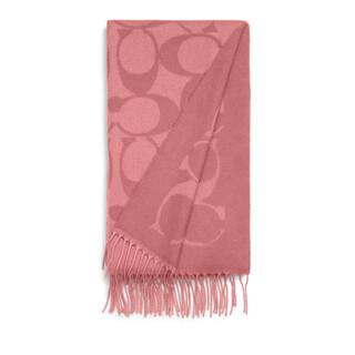 Coach scarf women's tassel trim letter print sheep wool wool scarf women's pink cu807-ous 193*48cm