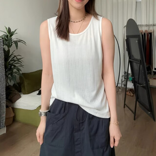 Large size loose and casual bottoming sleeveless camisole for women summer new fat mm round neck inner wear white thai style/unique/belly cover/super popular m recommended 90-100jin jin equals 0.5 kg