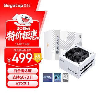鑫谷（segotep）PM850W白金全模组电源 白色（白金牌/ATX3.1支持5070Ti/5060Ti显卡/14cm短壳机身）台式机箱电源