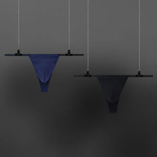 Underwear men's low-waist sexy thong super spicy elastic pure lust style hot t-string trendy blue + black 2 pack m80-100jin jin equals 0.5 kg