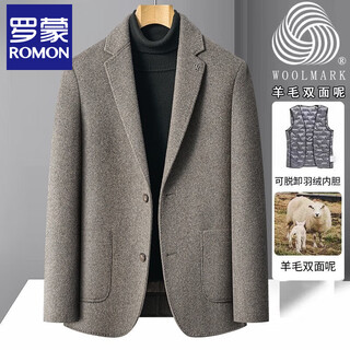 Romon woolen coat men's 2025 new short winter thick down liner wool suit double-sided woolen coat