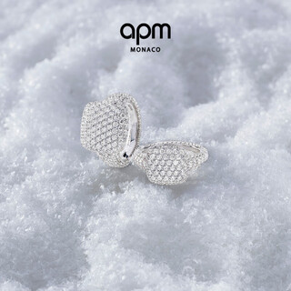 Apm monaco new product personalized pave ring silver white pavé square hand ornament wide version gorgeous design gift silver size 48