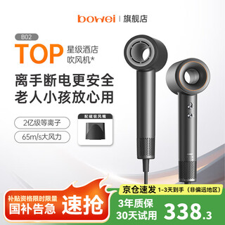 Bowei b02 high-speed hair dryer household high-wind plasma hair care quick-drying low-noise hollow hair dryer valentine's day birthday gift star hotel same style b02 phantom gray