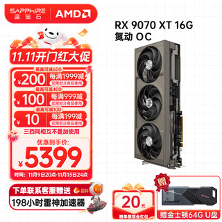 蓝宝石AMD 9070XT/7900XT/XTX 电竞游戏设计台式机电脑deepseek AI人工智能渲染直播光追显卡 RX9070XT 16G 氮动