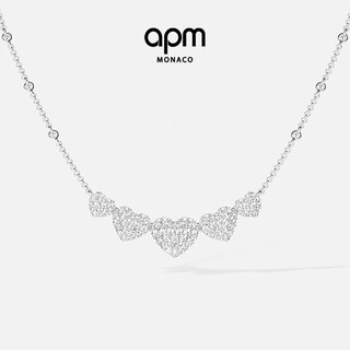 Apm monaco love adjustable necklace silver white pavé heart shape design elegant exquisite gorgeous gift