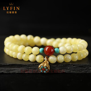 La yun feiyin natural authentic beeswax bracelet double circle white honey bracelet female southern red turquoise accessories girlfriend gift 8mm (with certificate)