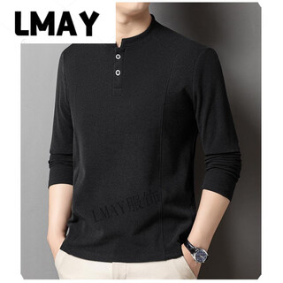 Lmay laicai clothing store men's long-sleeved sweatshirt autumn and winter new henry collar velvet bottoming shirt fashionable and versatile men's black m (recommended weight 100-120jin jin equals 0.5 kg)