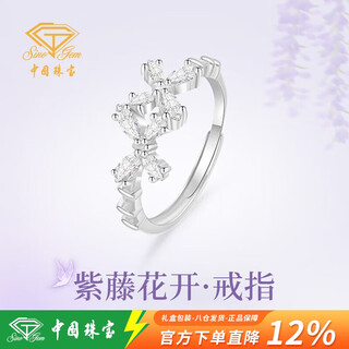 Chinese jewelry wisteria blossom sterling silver ring women's light luxury ring tail ring anniversary birthday gift for girlfriend
