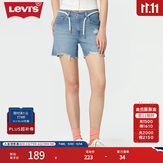 Levi's levi's women's ripped slim fit trendy slim dopamine personality fashion blue denim shorts blue 27