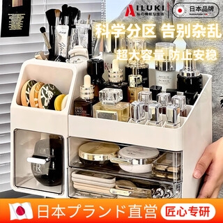 Ailuki japanese cosmetics storage box desktop high-end dressing table lipstick box large-capacity skin care product perfume box white-transparent thickened large capacity