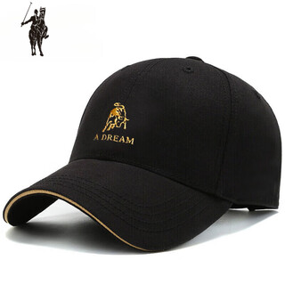 Larlen paul men's hat pure cotton spring and autumn new trendy brand baseball cap women's fashion casual versatile sunshade duck tongue calf style - black (gold thread embroidery)