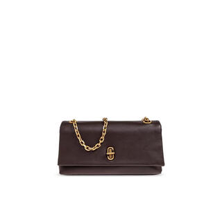 Marc jacobs women's chain wallet can be carried on the shoulder, large-capacity inner pocket, zippered hidden pocket structure, stiff dark brown, brown tu