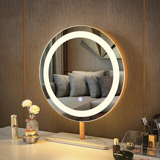Desktop mirror makeup mirror desktop internet celebrity light luxury led mirror with light bedroom modern simple makeup mirror fill light white marble mirror 40 (plug-in type)