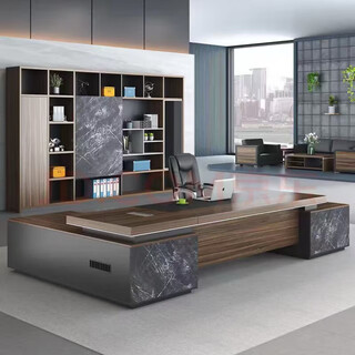 Simple modern boss desk, president desk, stylish and elegant manager desk, single desk and chair combination, executive desk, 1.8 meters luxury double cabinet (installation not included in urban pick-up)