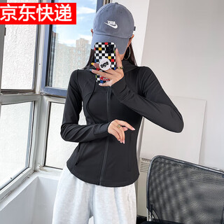 Lululomddw pilates casual sports long-sleeved jacket for women slimming stand-up collar tight fitness training running yoga clothing top women black s