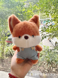 Shantou lincun table companion doll small ornaments cute plush toy companion doll decoration learning match birthday gift children overalls fox high quality 16cm european diao pellets