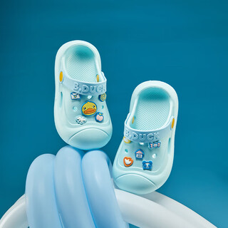 B.duck little yellow duck children's shoes children's slippers for boys and girls baby home indoor sandals toddler croc shoes 5902 blue 28