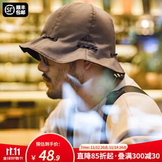 Madden workwear, front and back fisherman hat, portable coin purse, money bag hat, sun visor, men and women, black/khaki (head circumference 59-64cm)