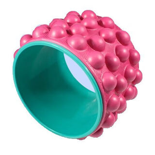 Fancychic yoga wheel open back and beautiful shoulders, beginners back bend artifact, pilates circle supplies, yoga rolling back and waist beauty equipment, pink on the outside and blue on the inside (large particles - diameter 19cm)
