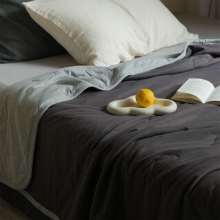 Yusenyi japanese style simple solid color pure cotton double patch knitted summer quilt type a tencel cotton skin-friendly infant and toddler empty jt black and gray double patch 150x200cm summer quilt single piece