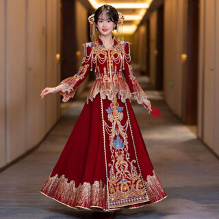 Yuandi toast wear bridal 2025 new winter wear high-end velvet v-neck new retro small chinese wedding dress show and 44 pearl styles 2xl