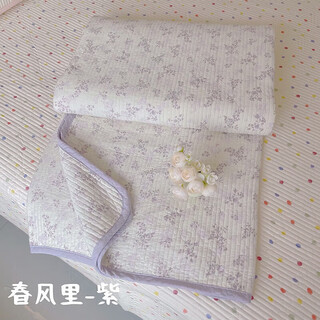 Ldvep pure cotton bed sheet three-piece set pure cotton quilted bed cover single piece tatami kang cover single spring breeze purple single bed cover 220 240cm (recommended 1.8 beds)
