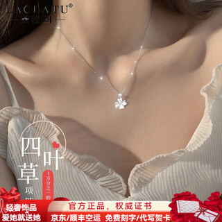 Laolatu 999 platinum necklace for women pt950 platinum four-leaf clover 2025 new chinese valentine's day gift for wife 999 platinum necklace + pt950 four-leaf clover pendant