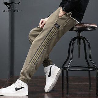 Septwolves jacket expert four seasons regular quality casual pants men's boao velvet comfortable outerwear spring and autumn style versatile leg harem pants 6699 khaki regular m (100 jin jin is equal to 0.5 kg)