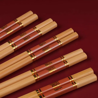 胖東莱品质天然楠竹筷子家用防滑高档抗菌防霉高温福字筷子喜庆筷 深山老竹红色【质地坚韧】 10双