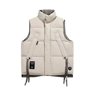 Vest warm vest jacket autumn and winter solid color korean vest men's trendy stand-up collar cotton clothes slim vest white m
