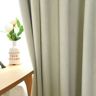 Pickup cat thickened velvet curtains 100 full blackout cloth soundproof windproof sunscreen heat insulation solid color bedroom 2025 new style 1 point 45 width 2 points 5 high one piece hook type beige