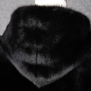 NAOISKEY 脑斯基海宁貂皮大衣皮草外一体男士金貂绒秋冬季貂皮外套男 黑色连帽 S 建议90斤以下