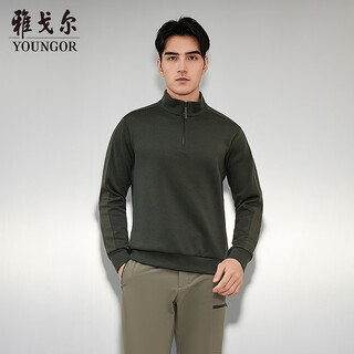 Youngor cardigan men's wool blended stand-up collar zipper pullover sweater suede stitching high quality 2025 shopping mall same style green yyhw635286pba l 105cm (recommended 145-165jin jin equals 0.5kg)