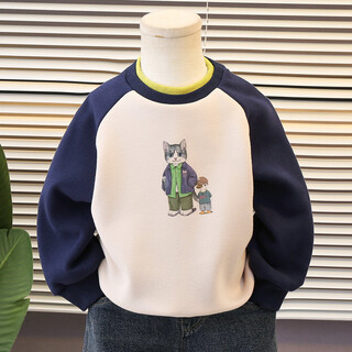 小红书爆款男童卫衣加绒薄绒一体绒冬季2025新款儿童深秋加厚宝宝 白色 cm 90