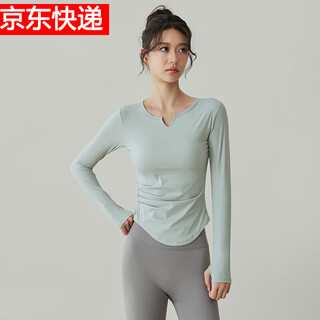 Lululomddw high-end yoga wear with chest pads, women's long-sleeved sports tops, slimming running training, pilates autumn and winter fitness clothes, green s, recommended 85 jin jin equal to 0.5 kg or less