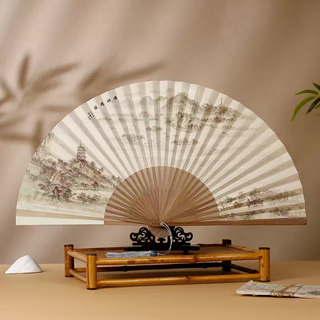 Yusen yijishan chinese style folding fan original fan hangzhou gift beijing-hangzhou grand canal west lake liangzhu cultural fan men's fan 8 inch 30 square oil bamboo west lake range rover daily fan