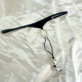 Techima men's pearl jj set thong back yard style men's t pants hollow massage underwear two wear leaking pp pants one size 2 black with back yard beads