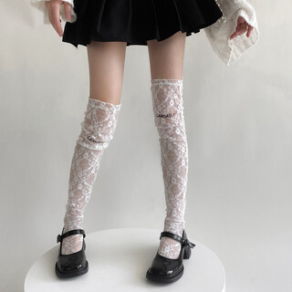 2023 spring and autumn new style letter embroidered logo lace stockings pile calf socks women's over-the-knee high socks boot socks white