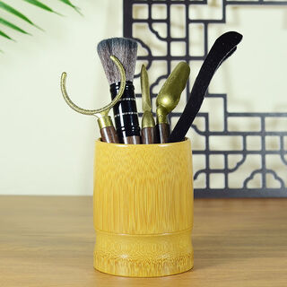 Haoxu chinese brass tea ceremony six gentlemen set rosewood kung fu tea tools tea knife tea spoon tea clamp bamboo tea canister gold cup (glossy) + ebony tea set five-piece set