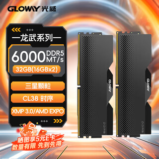 Gloway 32gb (16gbx2) ddr5 6000 desktop memory longwu vest strip samsung granule cl38 starry sky black