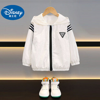 Disney children's clothing boys' summer sun protection clothing 2024 new medium and large children's summer thin boys' breathable sun protection clothing jacket white (new year's clothing) 120 recommended 110-120cm6-7 years old cm