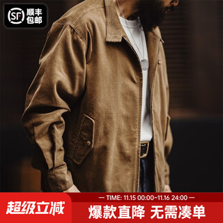 Madden workwear corduroy harrington g9 jacket men's american retro autumn windproof stand collar men's casual jacket top desert yellow (loose and too large) m