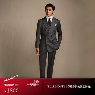 Full monty suit suit men's suit suit pure wool double-breasted groom's suit wedding suit spring and autumn business formal wear size 52 tops and trousers please contact customer service for remarks