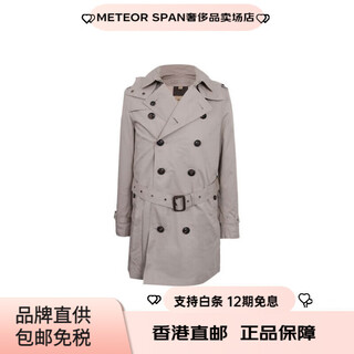 Burberry new year's gift solid color double-breasted mid-length long-sleeved windbreaker for men gray gray l