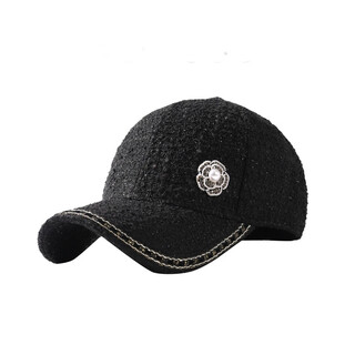 Special autumn and winter small fragrant style baseball cap for women elegant, fashionable and versatile cap, casual and versatile, showing face small bq230737 black m(57-59cm