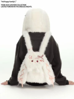Yang erdameng original plush bunny backpack cute girls shoulder bag women winter cute cartoon bag ribbon bunny backpack pre-sale 15 days shipping